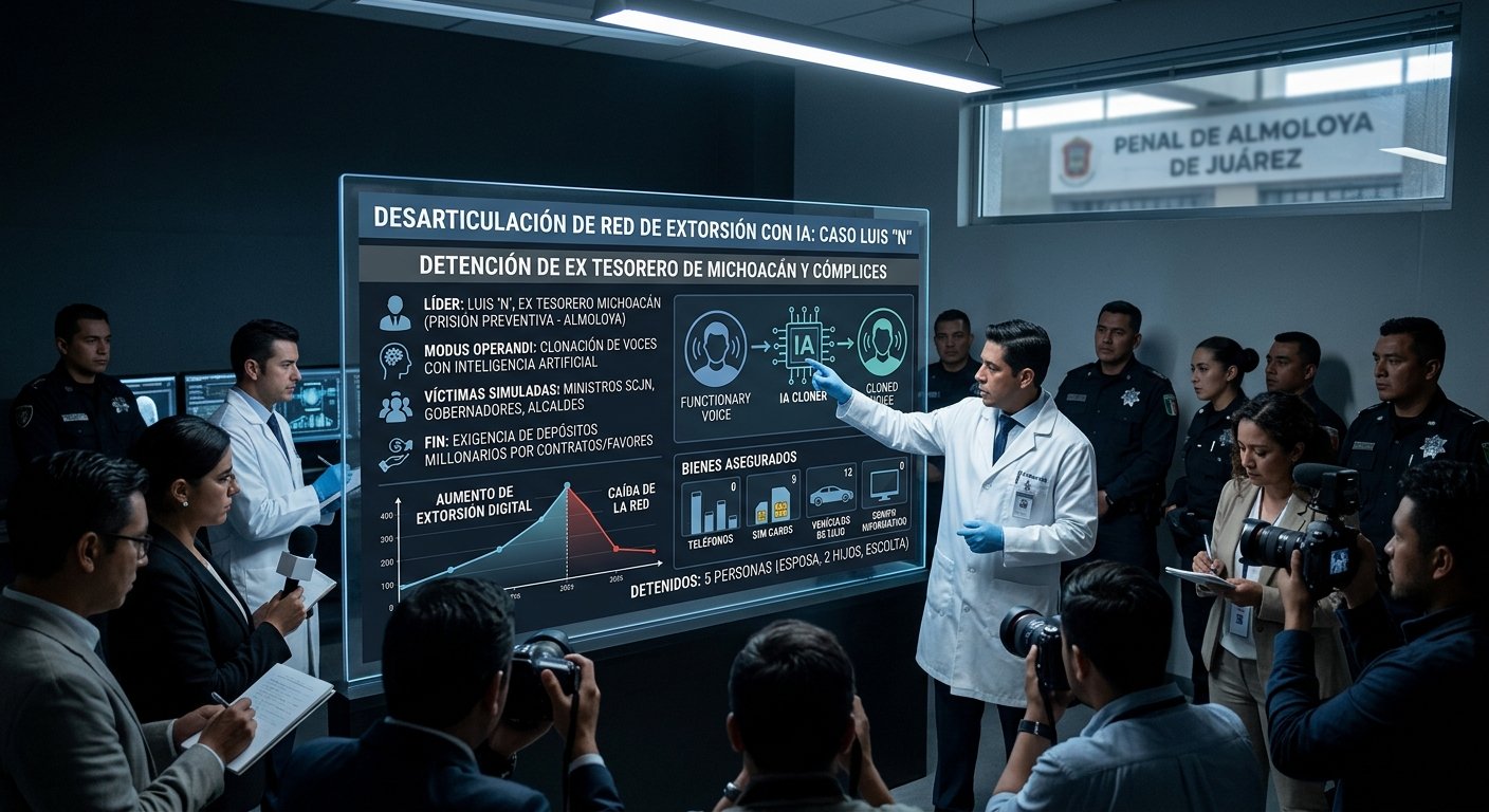 Cae red de extorsión encabezada por ex tesorero de Michoacán; clonaban voces de ministros y gobernadores con IA
