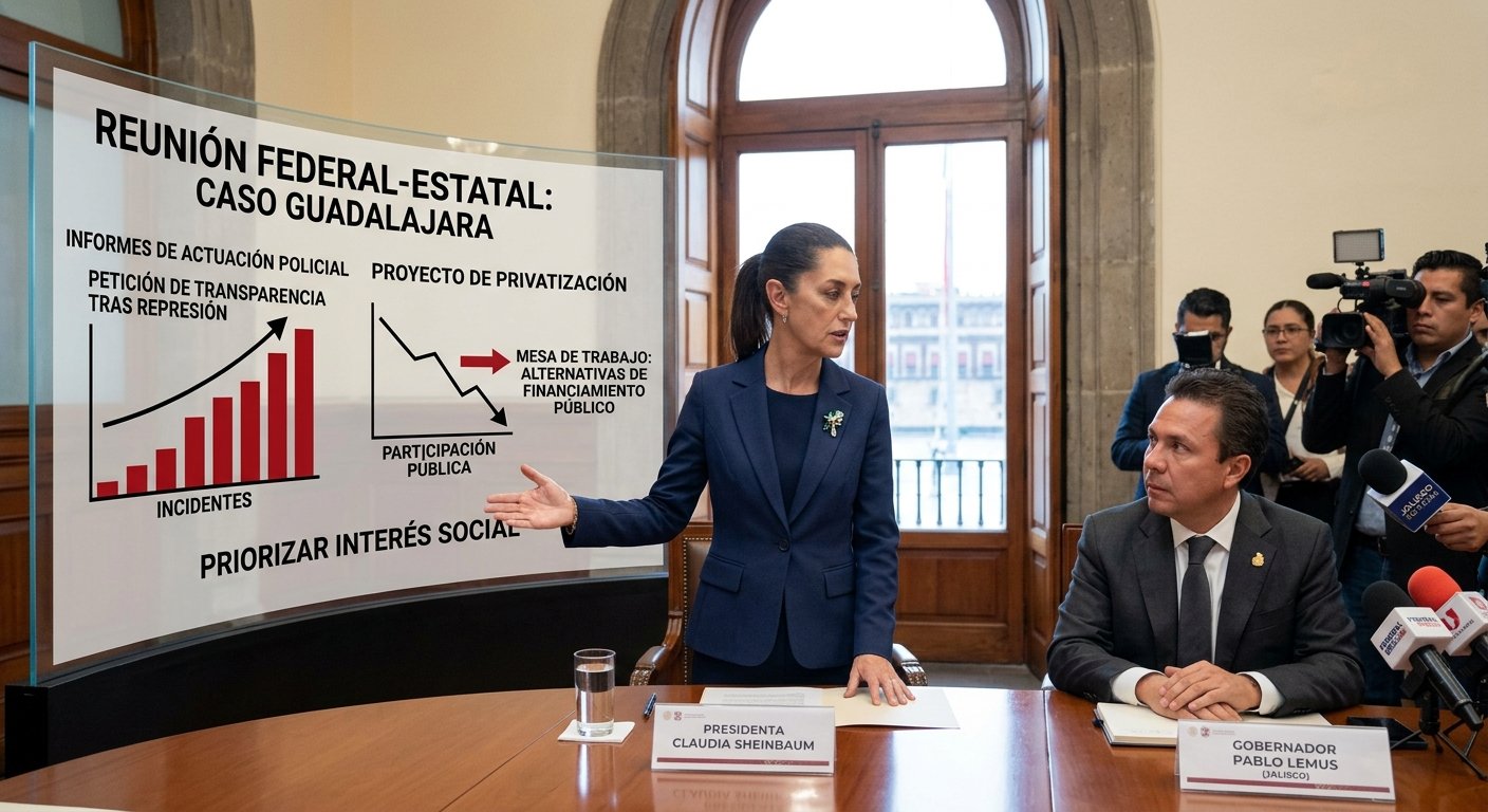 Gobierno Federal condena uso de la fuerza en Guadalajara: Sheinbaum emplaza a Pablo Lemus y abre mesa de negociación sobre privatizaciones