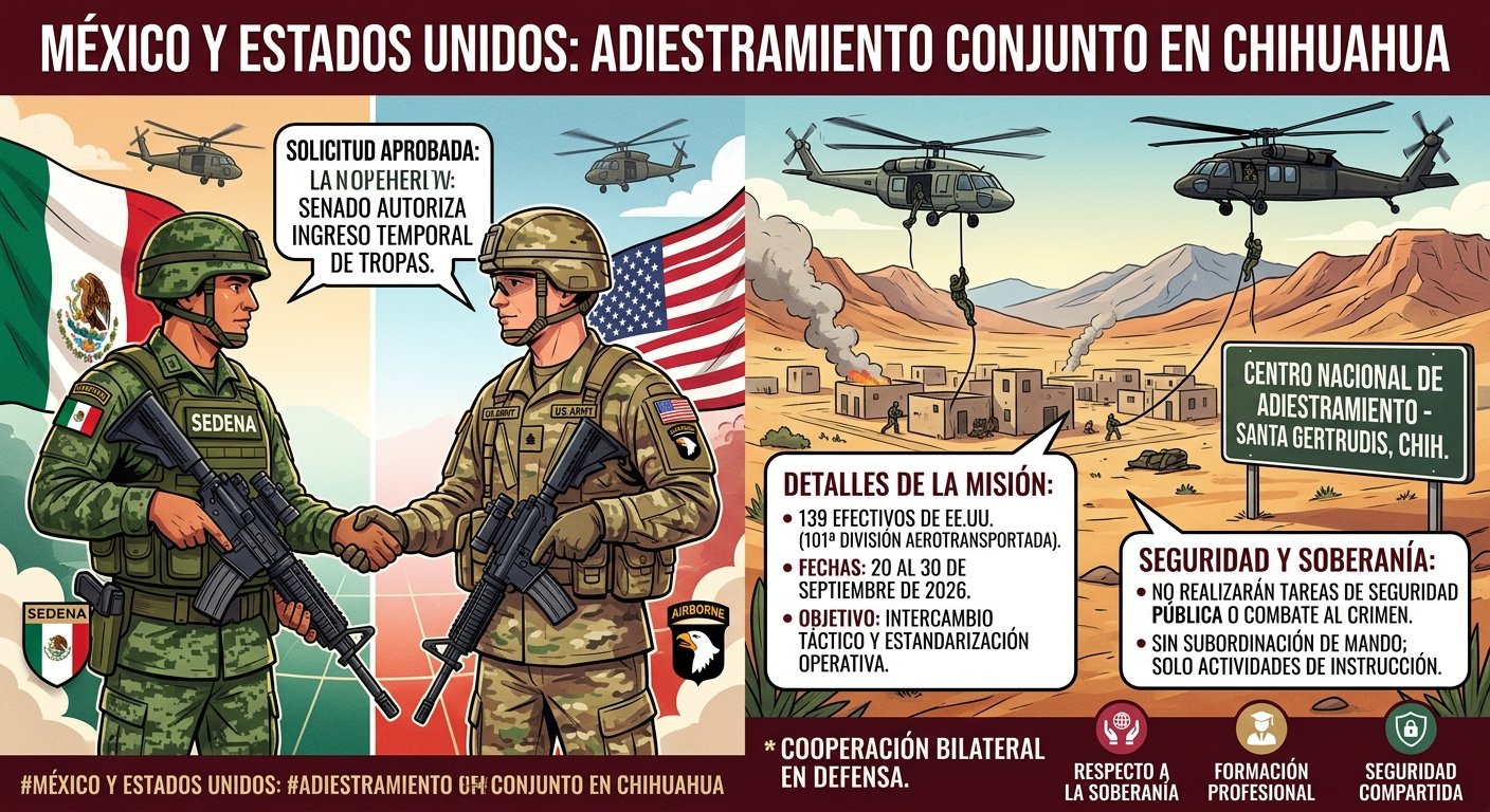 Senado autoriza ingreso de 139 militares de EE. UU. a Chihuahua para adiestramiento conjunto