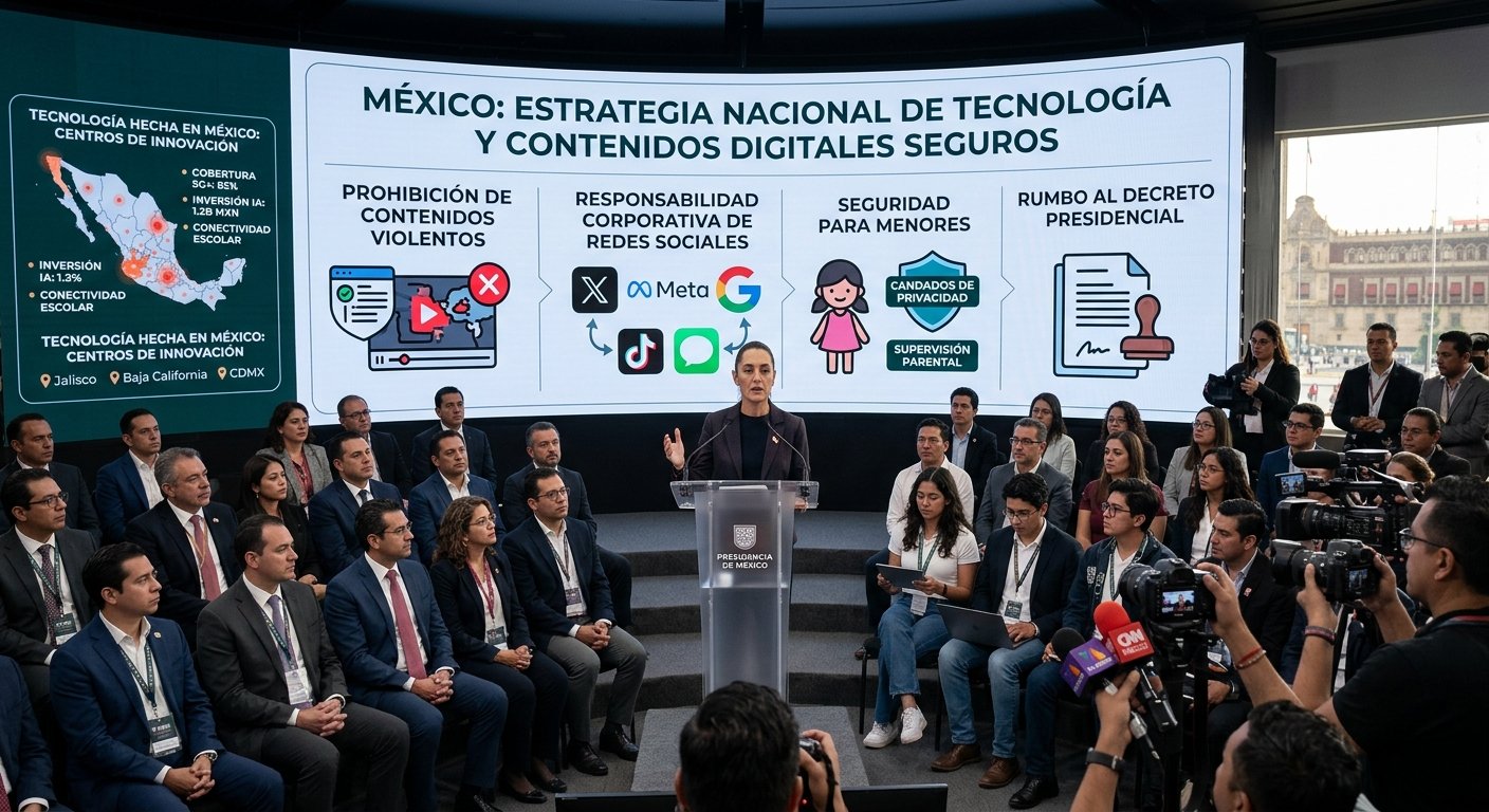 Presidencia establece ultimátum a gigantes tecnológicos para erradicar contenidos de riesgo y violencia en México