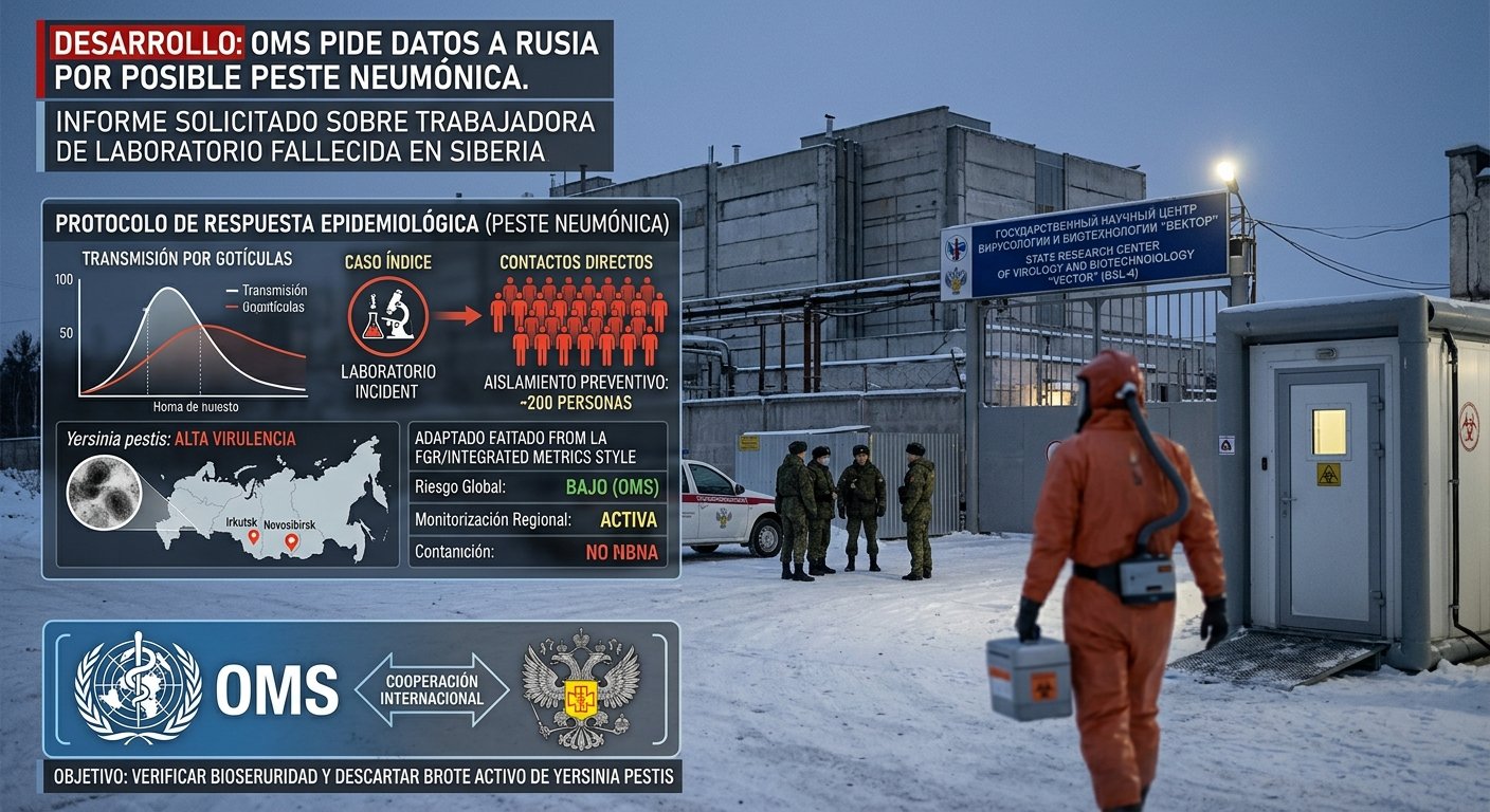 OMS mantiene vigilancia en Rusia tras muerte de investigadora por presunta peste neumónica