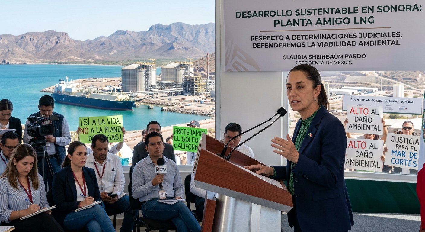 Sheinbaum defiende la viabilidad ambiental de la planta de gas en Sonora pese a la paralización de un juzgado federal