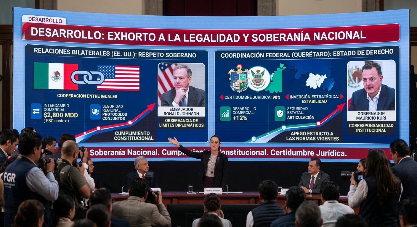 Sheinbaum insta a embajador de EE. UU. y a gobernador de Querétaro a actuar bajo la ley