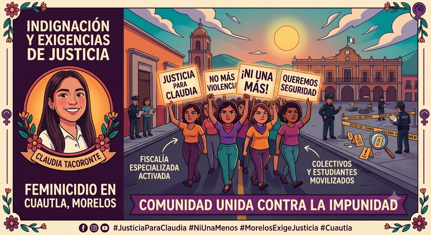 Feminicidio de la estudiante Claudia Tacoronte consterna a Morelos y detona movilizaciones