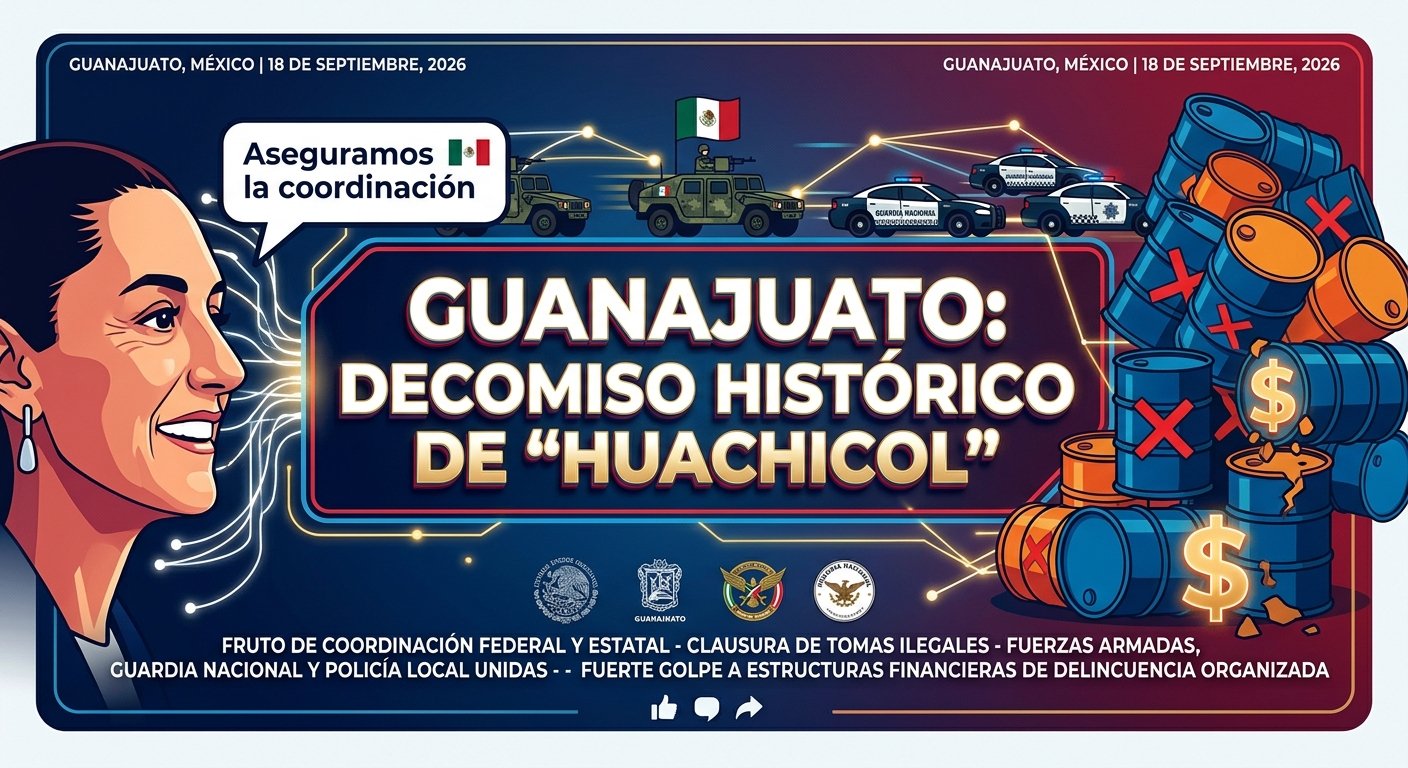 Golpe histórico al 'huachicol' en Guanajuato evidencia la eficacia del trabajo conjunto, afirma Sheinbaum