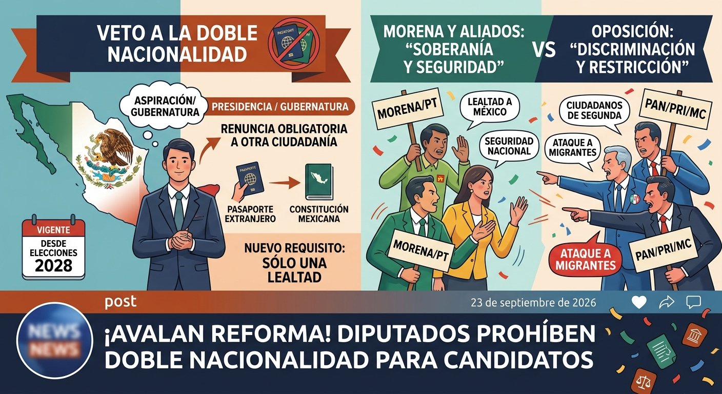 Diputados aprueban veto a la doble nacionalidad para la Presidencia y gubernaturas