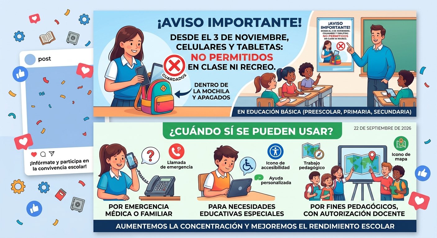 Prohibición de celulares y dispositivos en aulas y recreos iniciará el 3 de noviembre: Claudia Sheinbaum