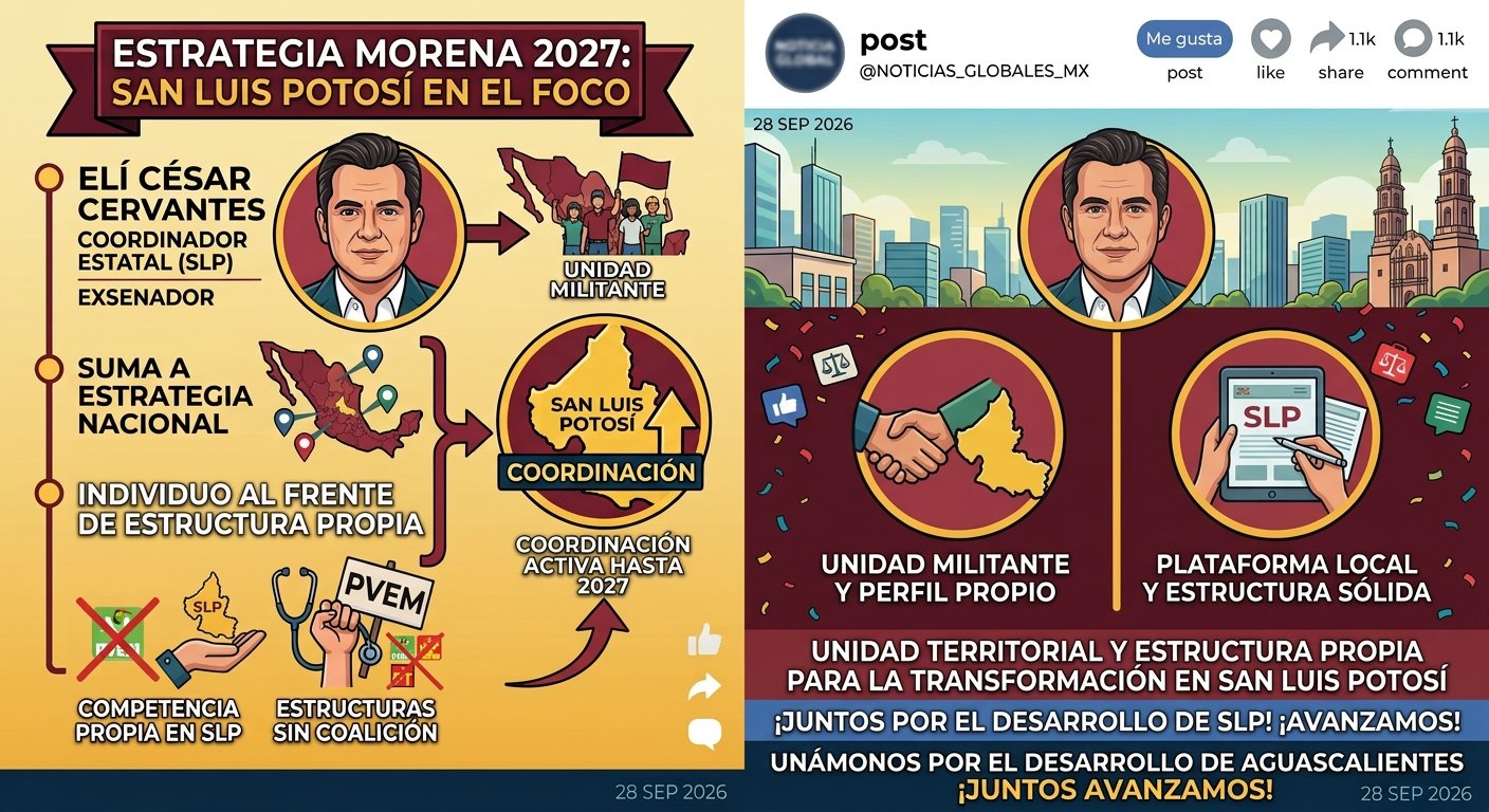 Morena perfila a Elí César Cervantes como coordinador en San Luis Potosí para el proceso electoral de 2027